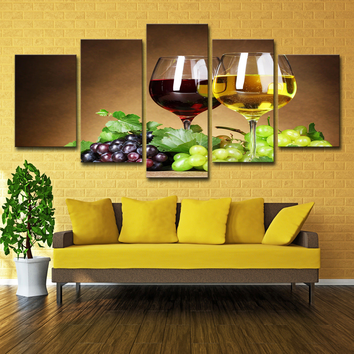 Wine Cellar Hotel Room Decoration Paintings 5 Pieces Of Fruit Grapes Wine Wine Glasses