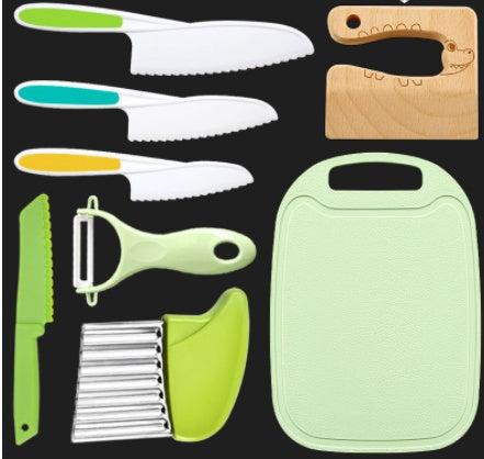 Wave Cutting Board Plastic Fruit Knife Set