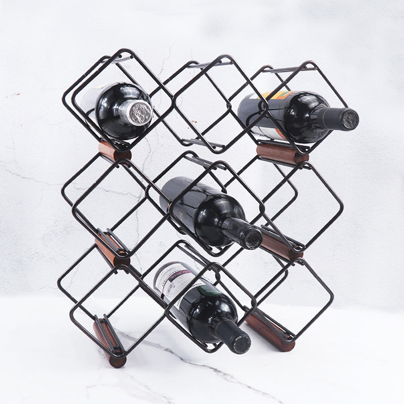 Home Living Room Wrought Iron Red Wine Superimposed Wine Rack Decoration