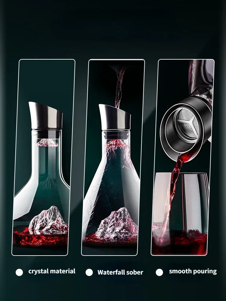 1800ML  Whiskey Decanter  Wine Decanter Lead-free Crystal Glass Creative Quick Decanter Pot Red Wine Glass Set Wine Accessories