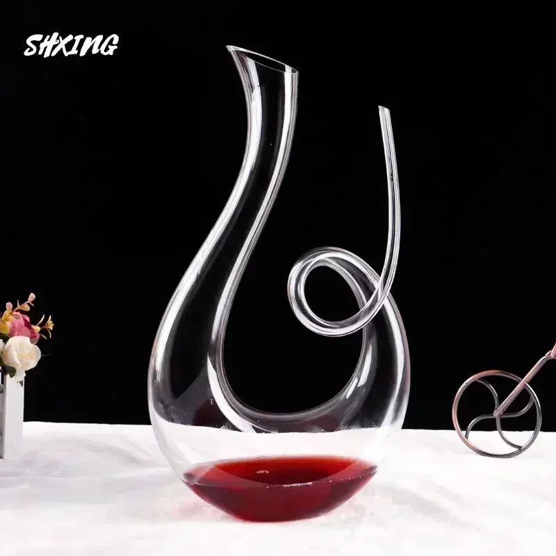 1500ML Crystal High Wine Spiral 6-shaped Set  Grade Wine Decanter  Gift Box Harp Swan Decanter Creative Wine Separator Bar Sets