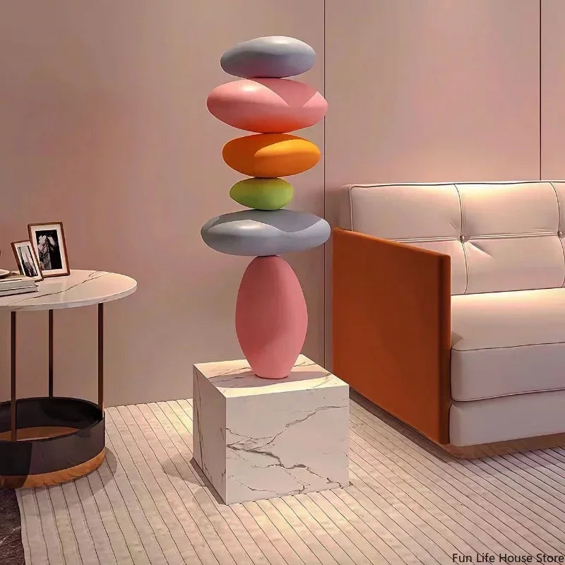 80cm Creative Stacked Stone Living Room Art Ornaments Light Luxury Home Sofa Wine Cabinet High-end Floor-standing Ornaments Gift