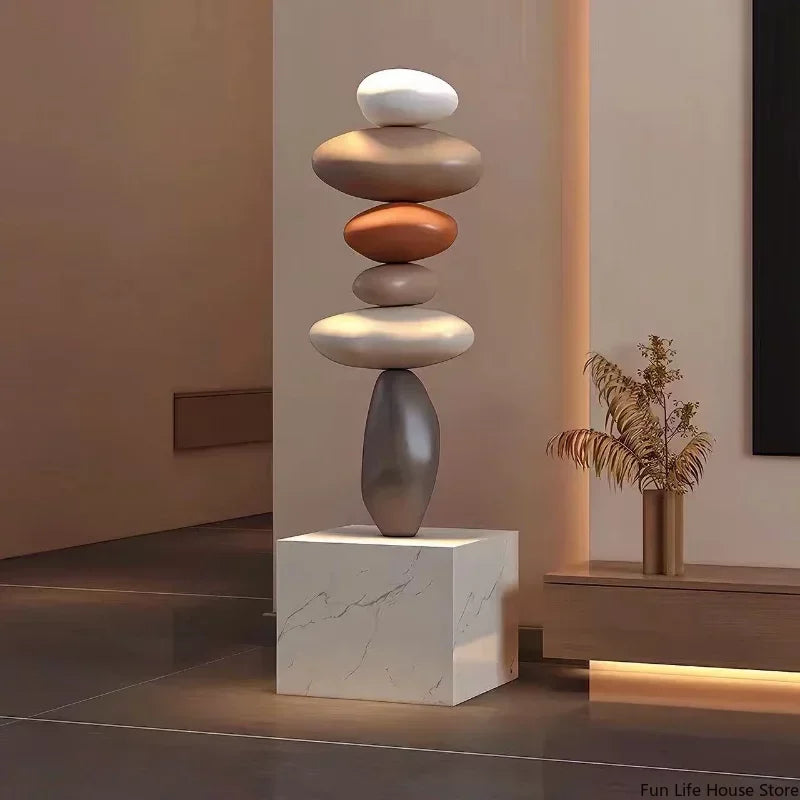 80cm Creative Stacked Stone Living Room Art Ornaments Light Luxury Home Sofa Wine Cabinet High-end Floor-standing Ornaments Gift