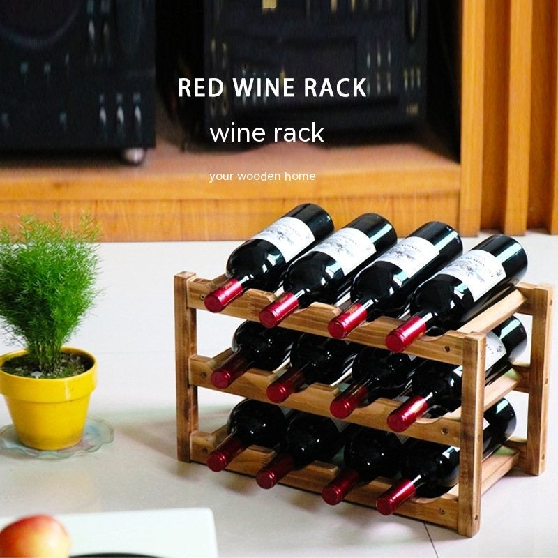 Solid Wood Ornaments Wine Showing Stand